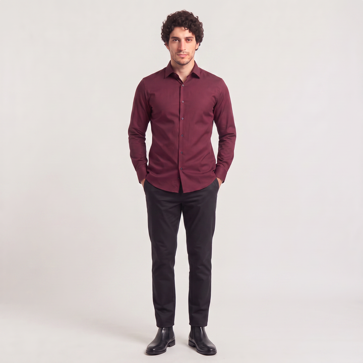 Men's Classic Slim-Fit Cotton Dress Shirt