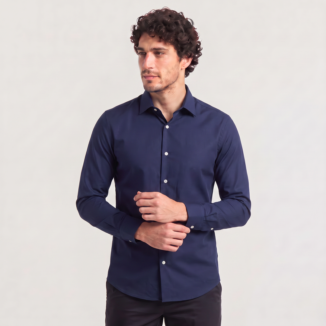 Men's Classic Slim-Fit Cotton Dress Shirt