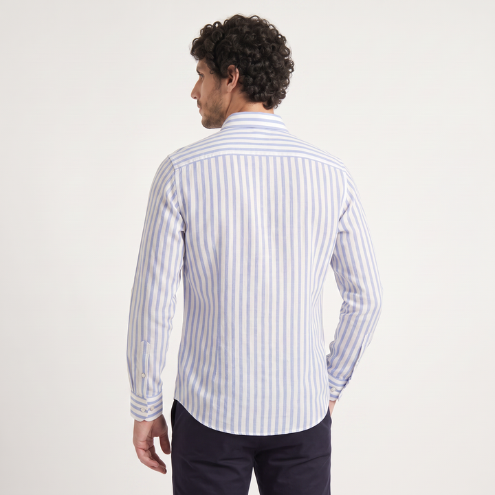 Men's Casual Striped Linen Slim-Fit Shirt