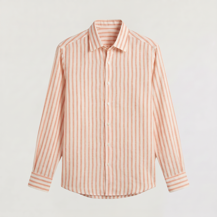Men's Casual Striped Linen Slim-Fit Shirt