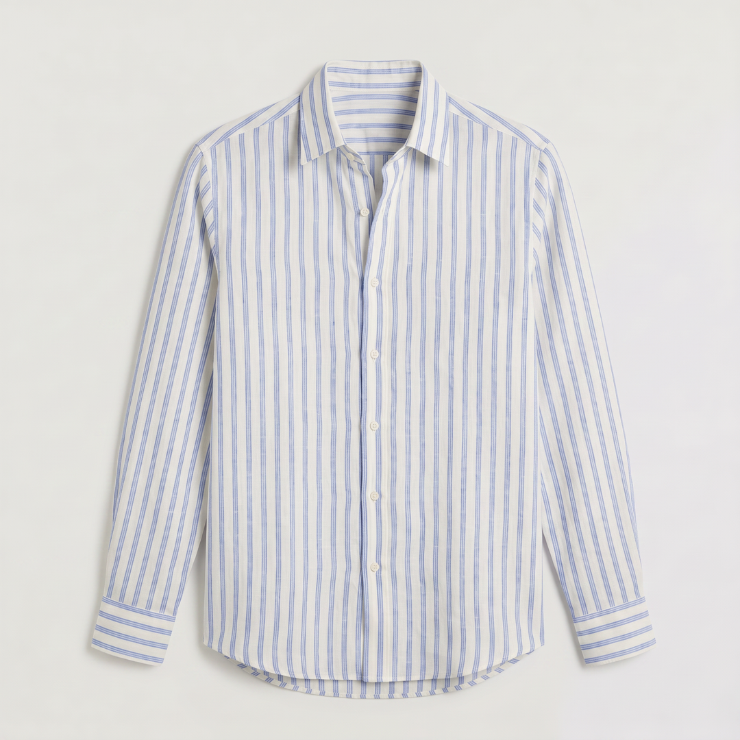 Men's Casual Striped Linen Slim-Fit Shirt