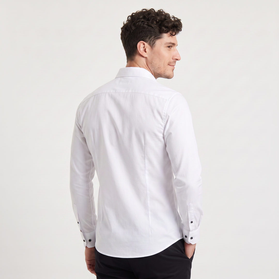 Men's Classic Slim-Fit Cotton Button-Up Dress Shirt