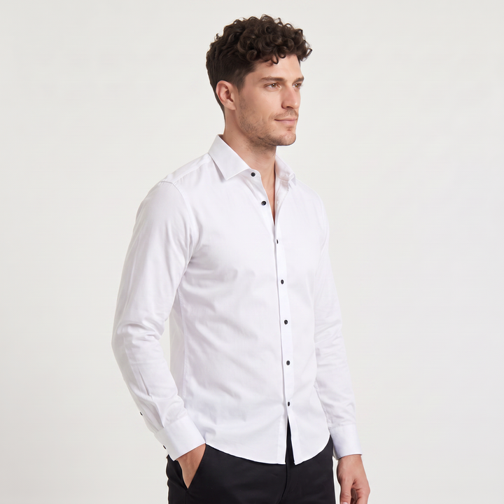 Men's Classic Slim-Fit Cotton Button-Up Dress Shirt
