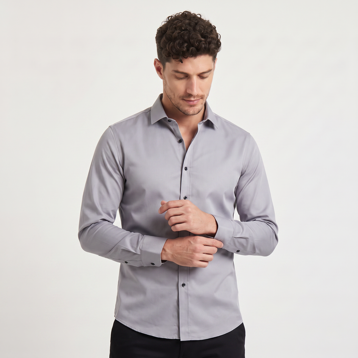 Men's Classic Slim-Fit Cotton Button-Up Dress Shirt