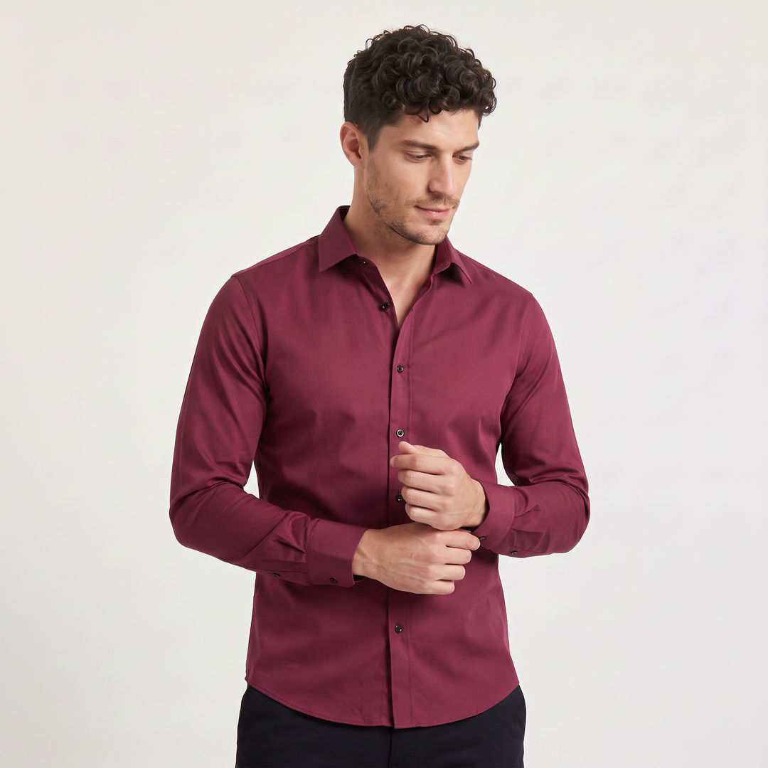 Men's Classic Slim-Fit Cotton Button-Up Dress Shirt