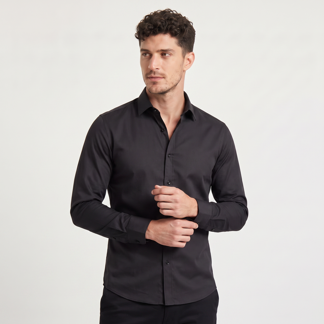 Men's Classic Slim-Fit Cotton Button-Up Dress Shirt