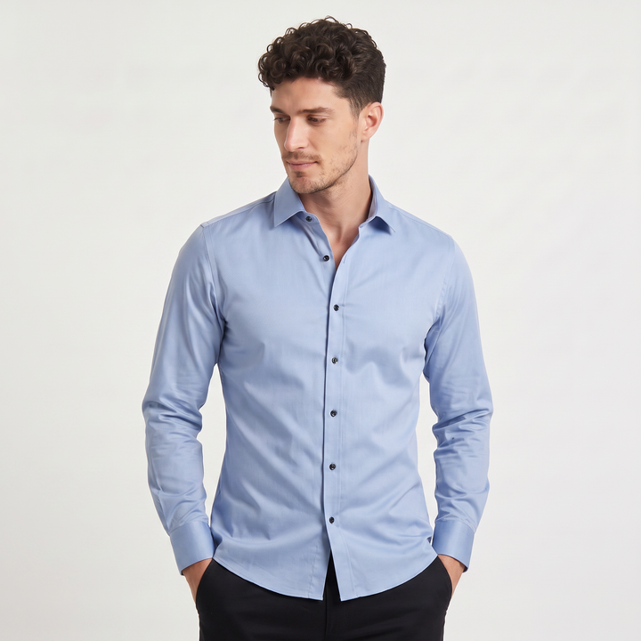 Men's Classic Slim-Fit Cotton Button-Up Dress Shirt