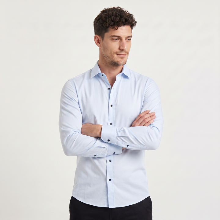 Men's Classic Slim-Fit Cotton Button-Up Dress Shirt