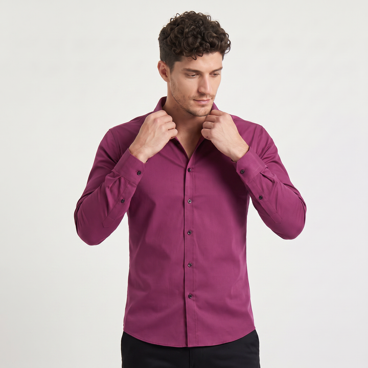 Men's Classic Slim-Fit Cotton Button-Up Dress Shirt