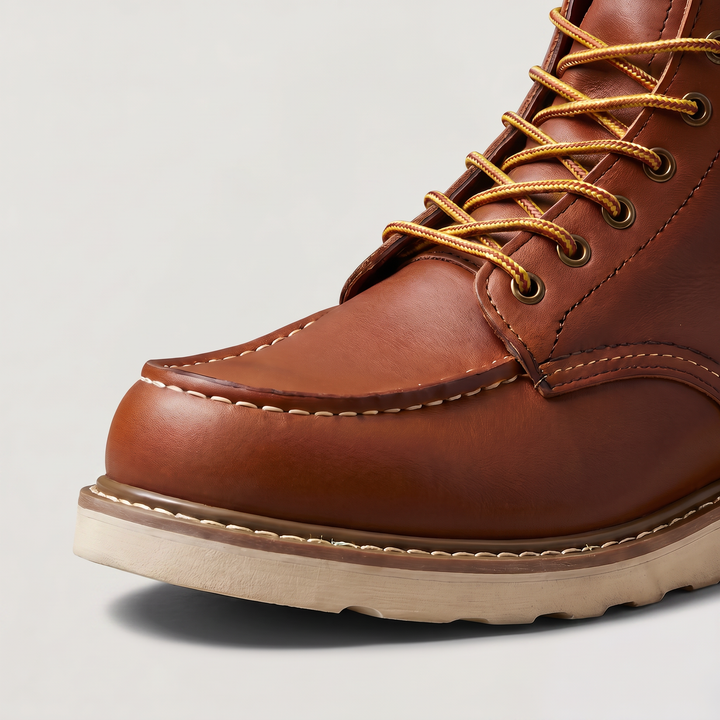 Men's Classic Faux Leather Lace-Up Moc Toe Ankle Boots