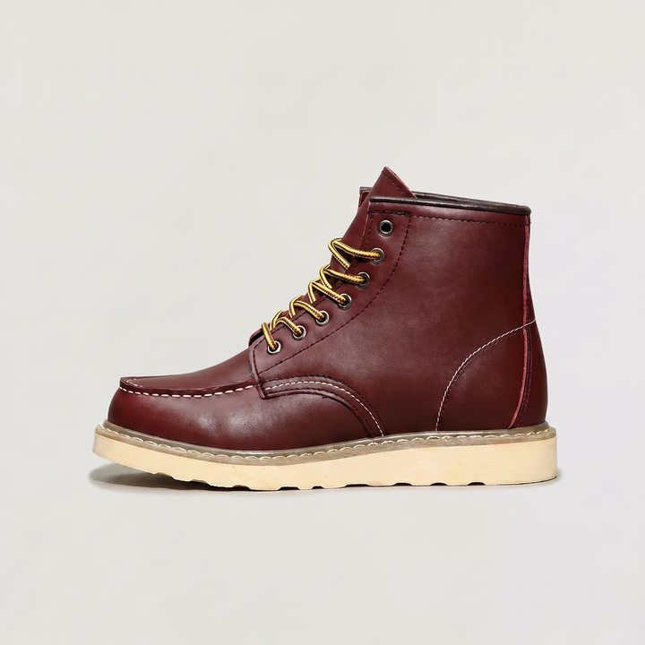 Men's Classic Faux Leather Lace-Up Moc Toe Ankle Boots