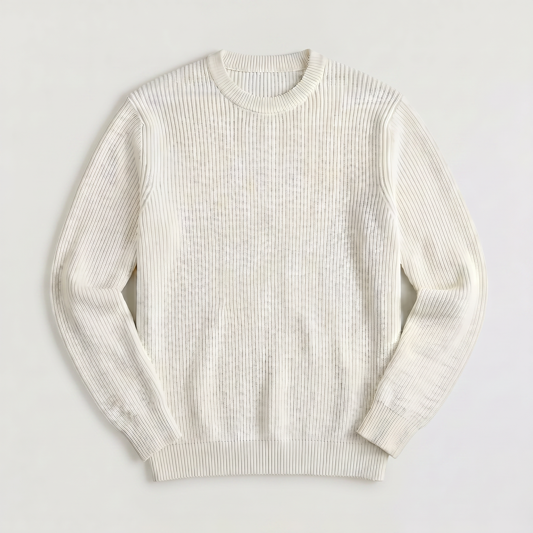 Men's Classic Ribbed Knit Crew Neck Jumper