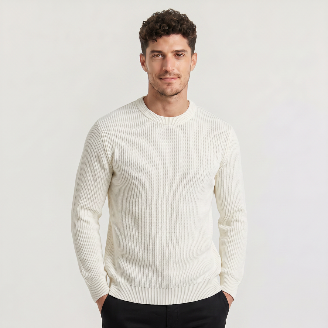 Men's Classic Ribbed Knit Crew Neck Jumper