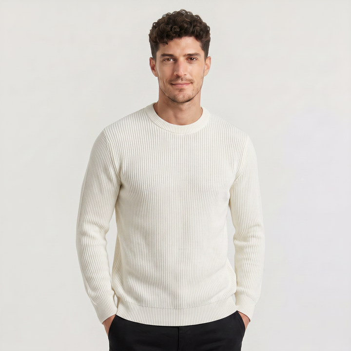 Men's Classic Ribbed Knit Crew Neck Jumper