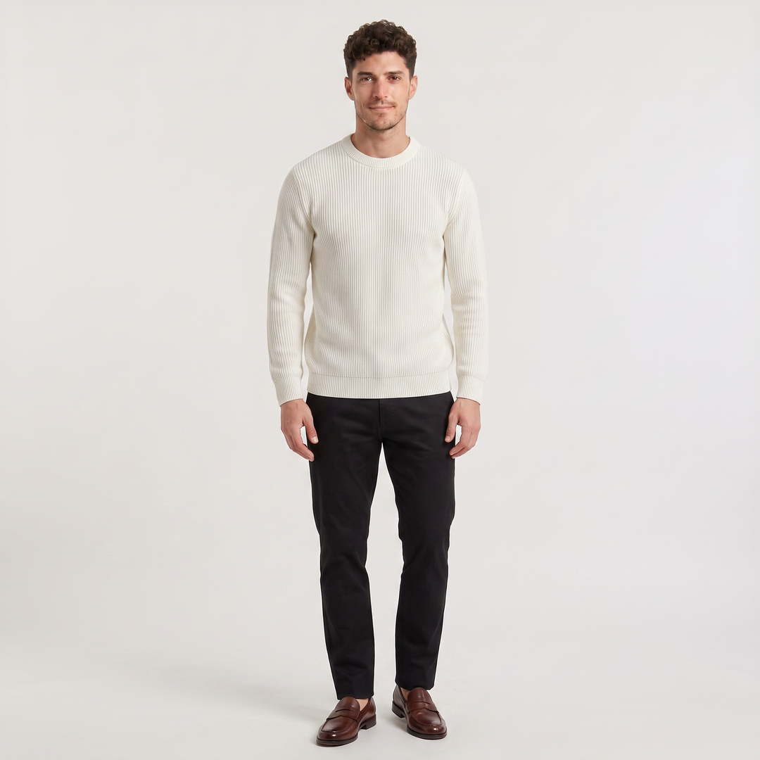 Men's Classic Ribbed Knit Crew Neck Jumper