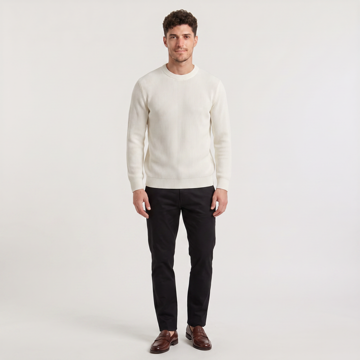Men's Classic Ribbed Knit Crew Neck Jumper