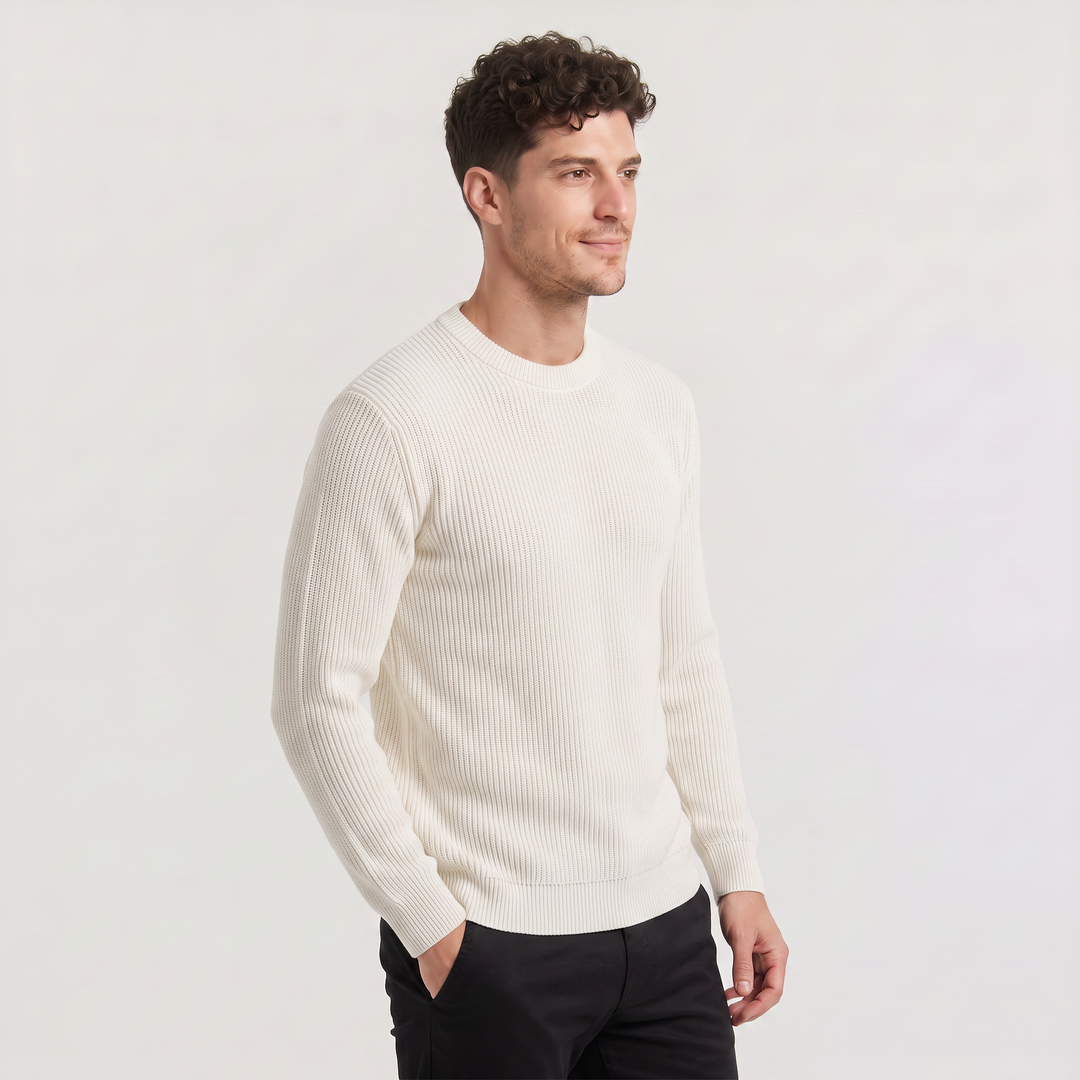 Men's Classic Ribbed Knit Crew Neck Jumper