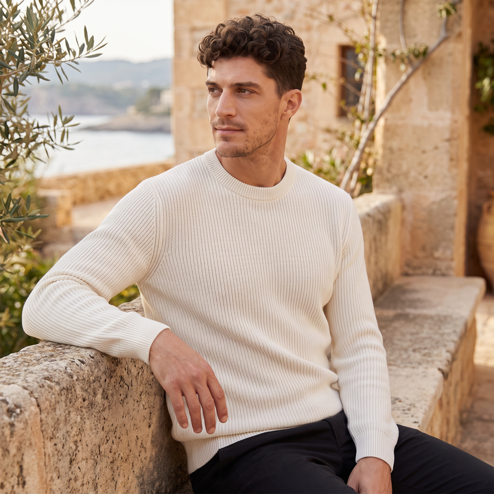 Men's Classic Ribbed Knit Crew Neck Jumper