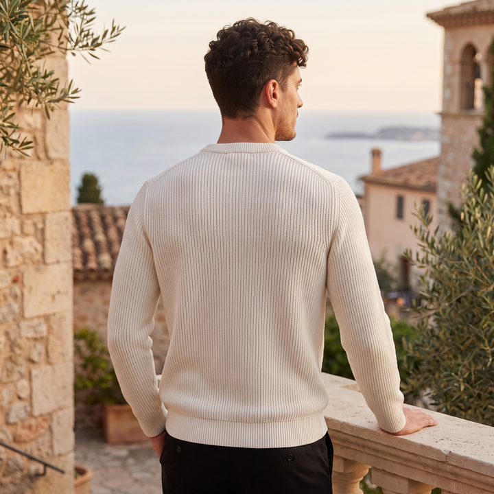 Men's Classic Ribbed Knit Crew Neck Jumper