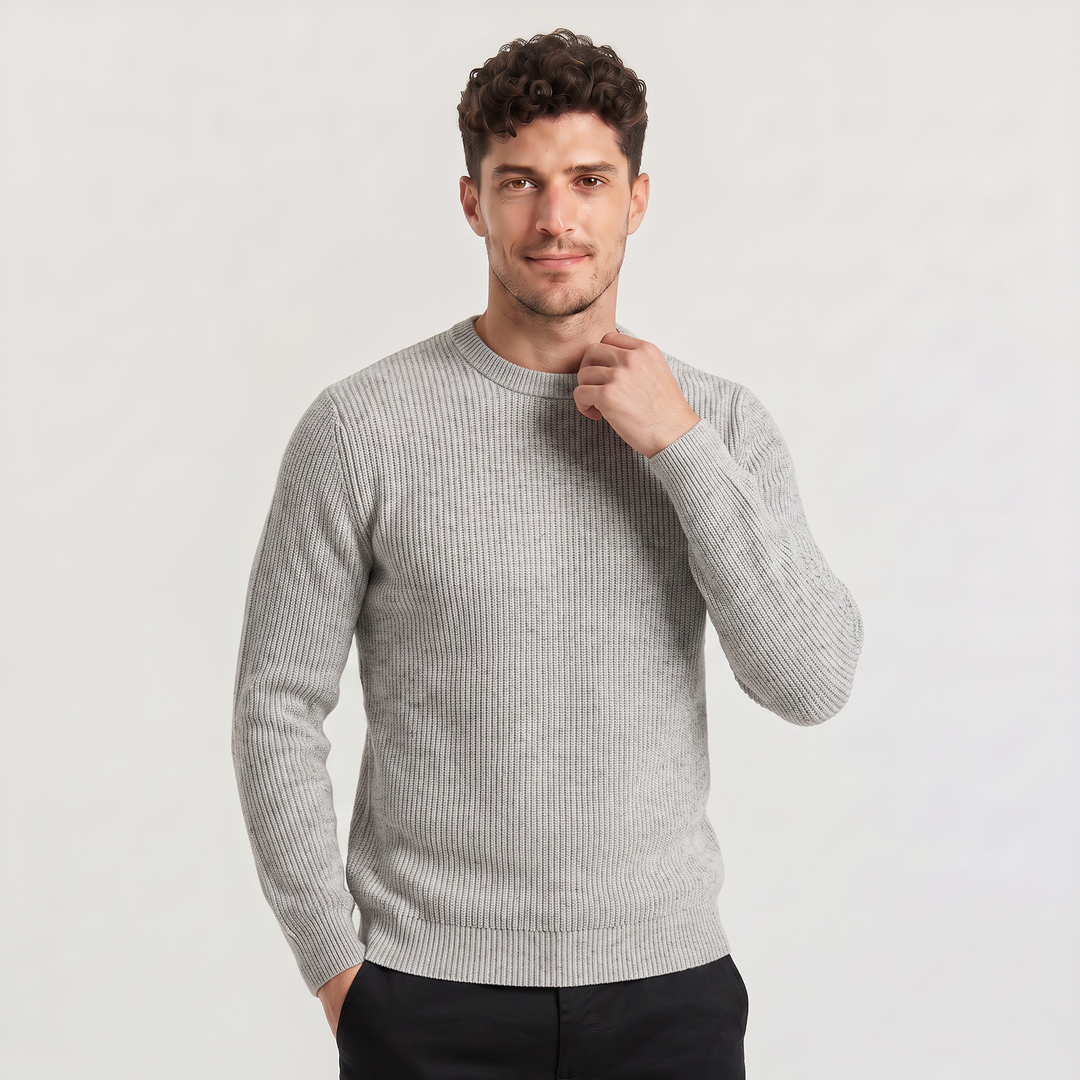 Men's Classic Ribbed Knit Crew Neck Jumper