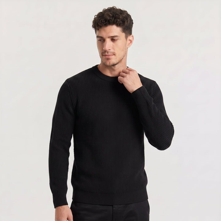 Men's Classic Ribbed Knit Crew Neck Jumper