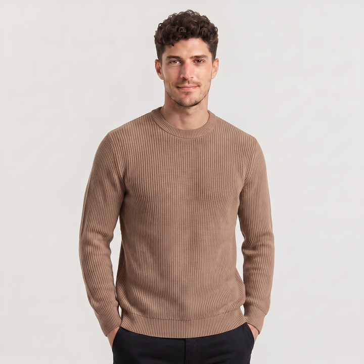 Men's Classic Ribbed Knit Crew Neck Jumper