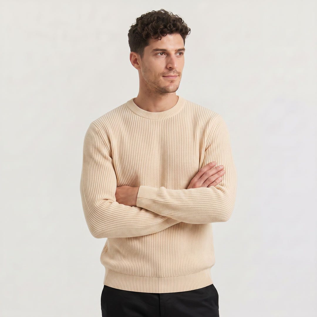 Men's Classic Ribbed Knit Crew Neck Jumper