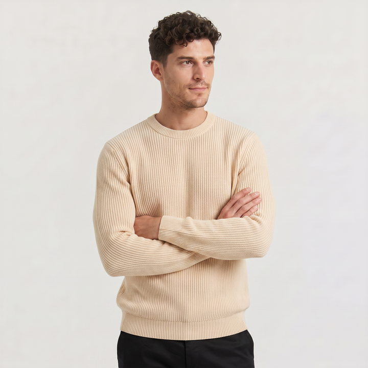 Men's Classic Ribbed Knit Crew Neck Jumper