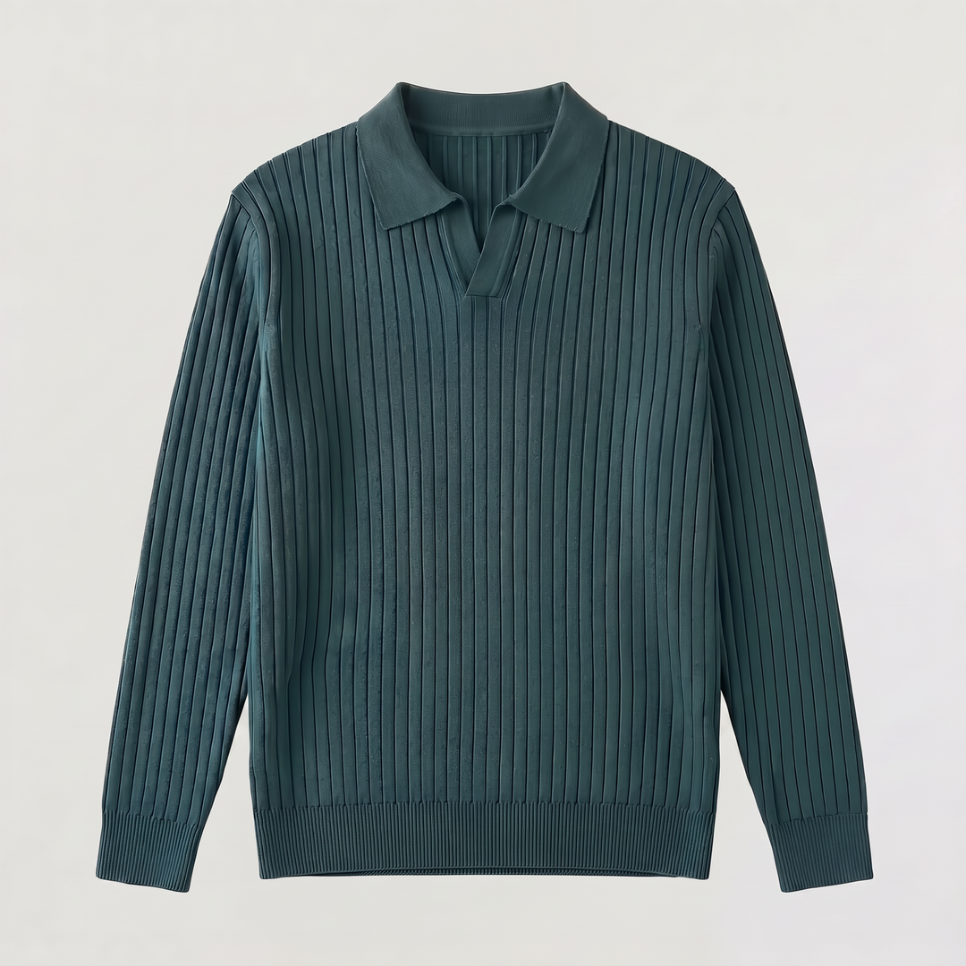 Men's Classic V-Neck Knitted Polo Sweater