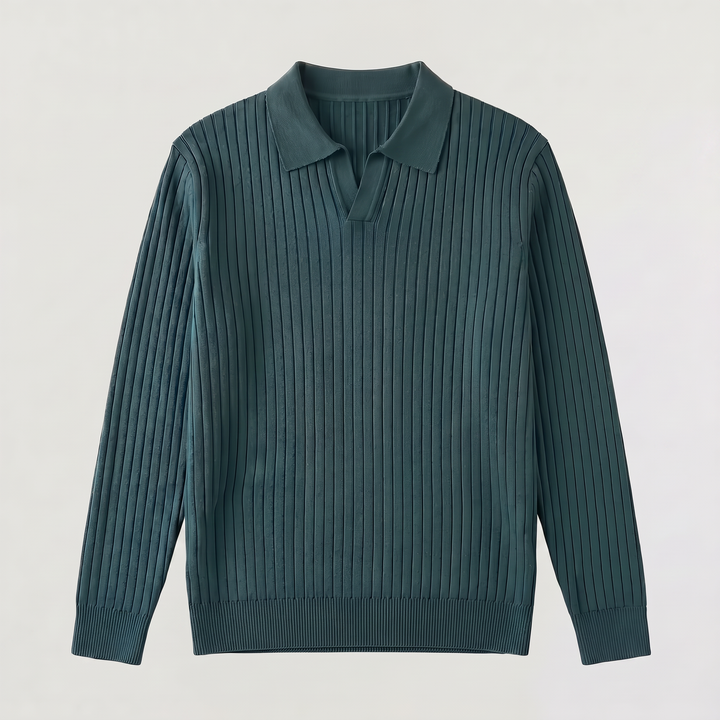 Men's Classic V-Neck Knitted Polo Sweater