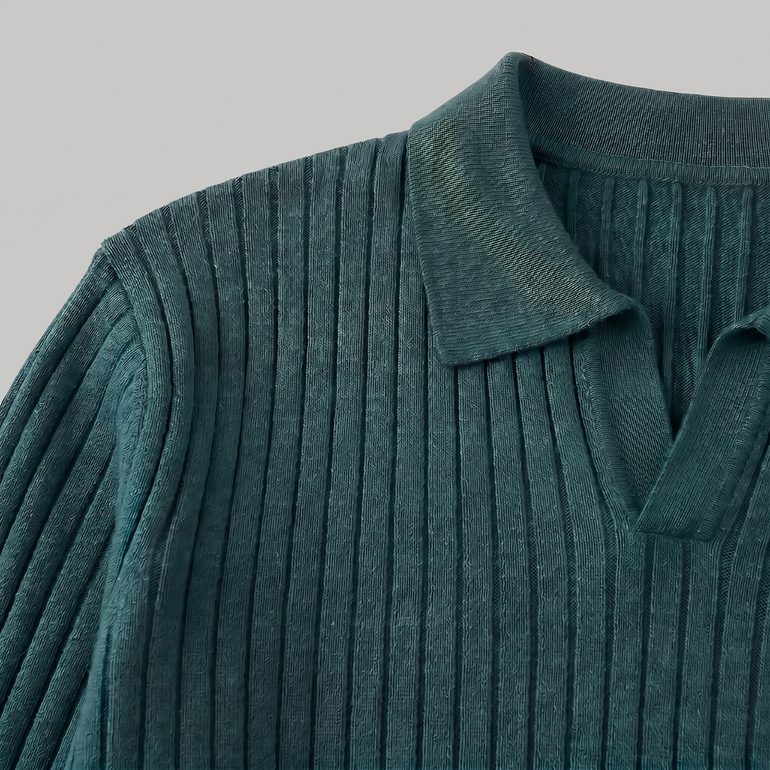 Men's Classic V-Neck Knitted Polo Sweater