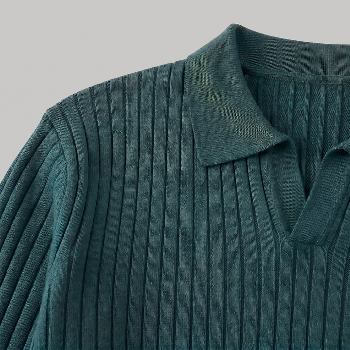 Men's Classic V-Neck Knitted Polo Sweater