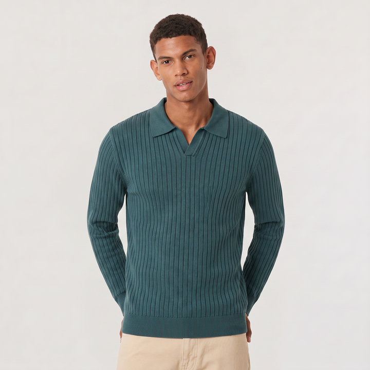 Men's Classic V-Neck Knitted Polo Sweater
