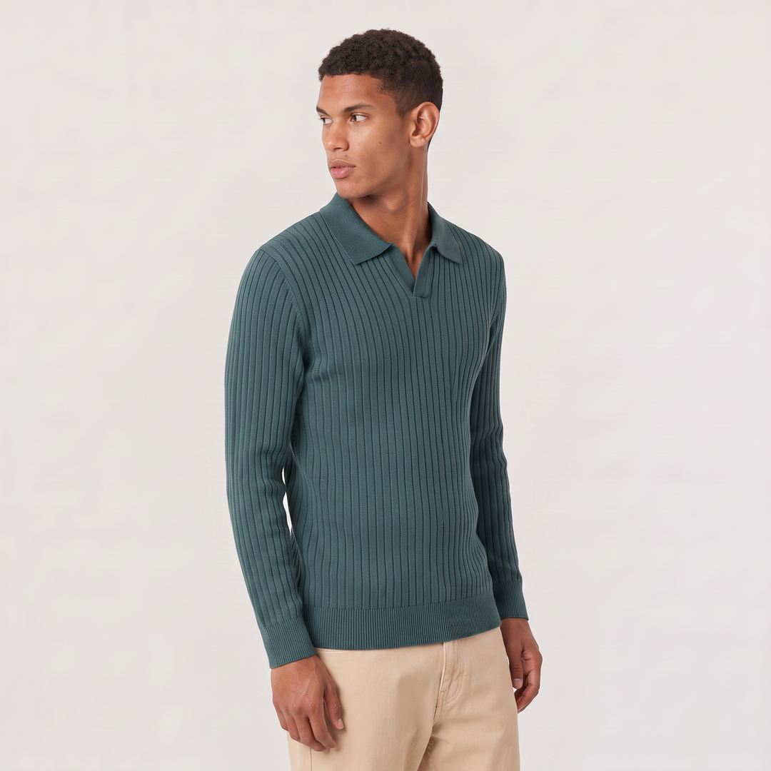 Men's Classic V-Neck Knitted Polo Sweater