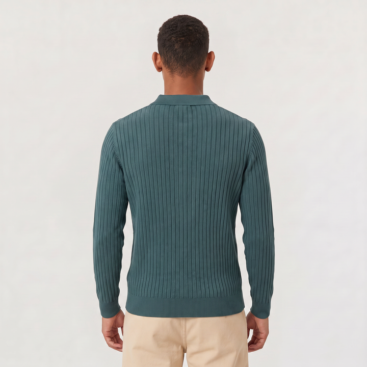 Men's Classic V-Neck Knitted Polo Sweater