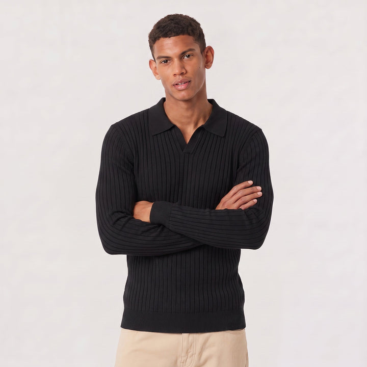 Men's Classic V-Neck Knitted Polo Sweater