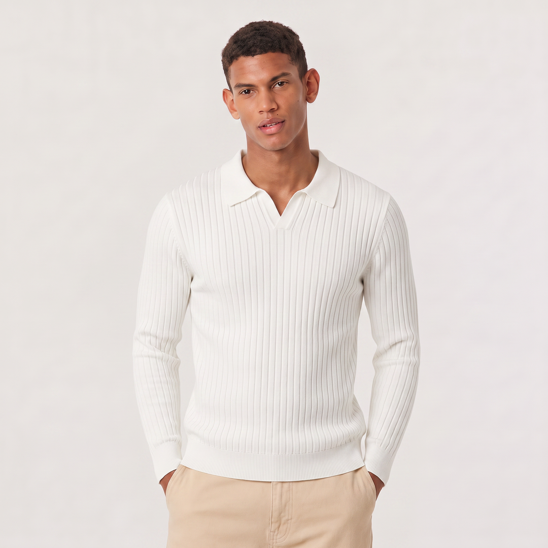 Men's Classic V-Neck Knitted Polo Sweater
