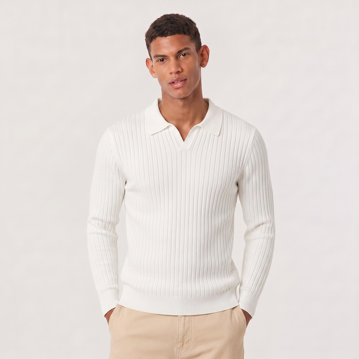 Men's Classic V-Neck Knitted Polo Sweater