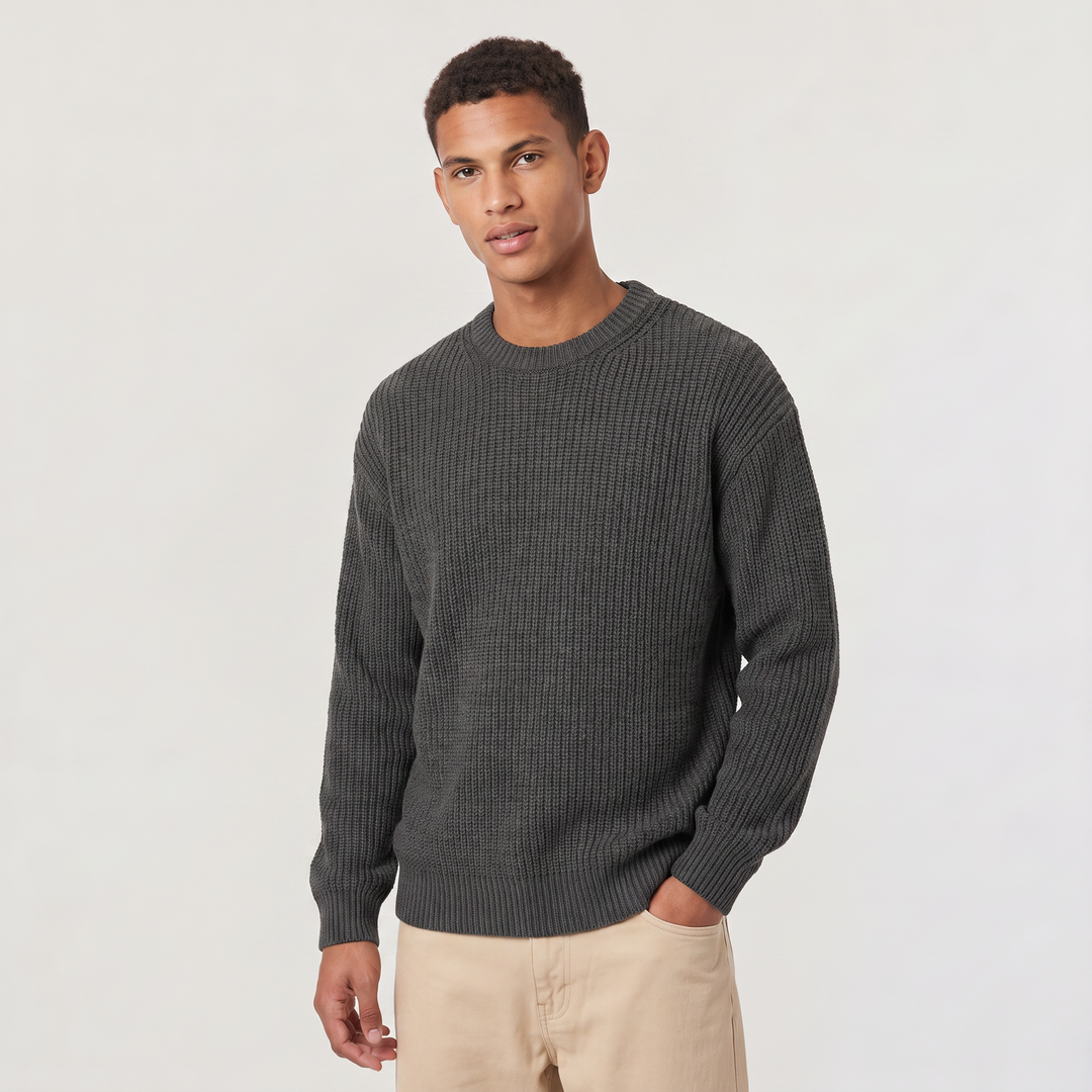 Men's Casual Textured Knit Loose Fit Sweater
