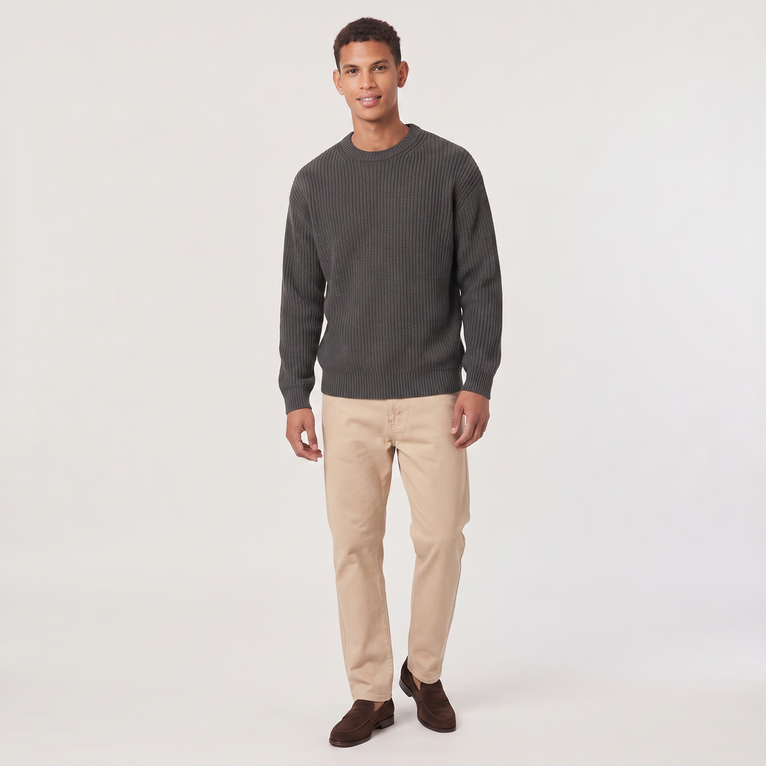 Men's Casual Textured Knit Loose Fit Sweater