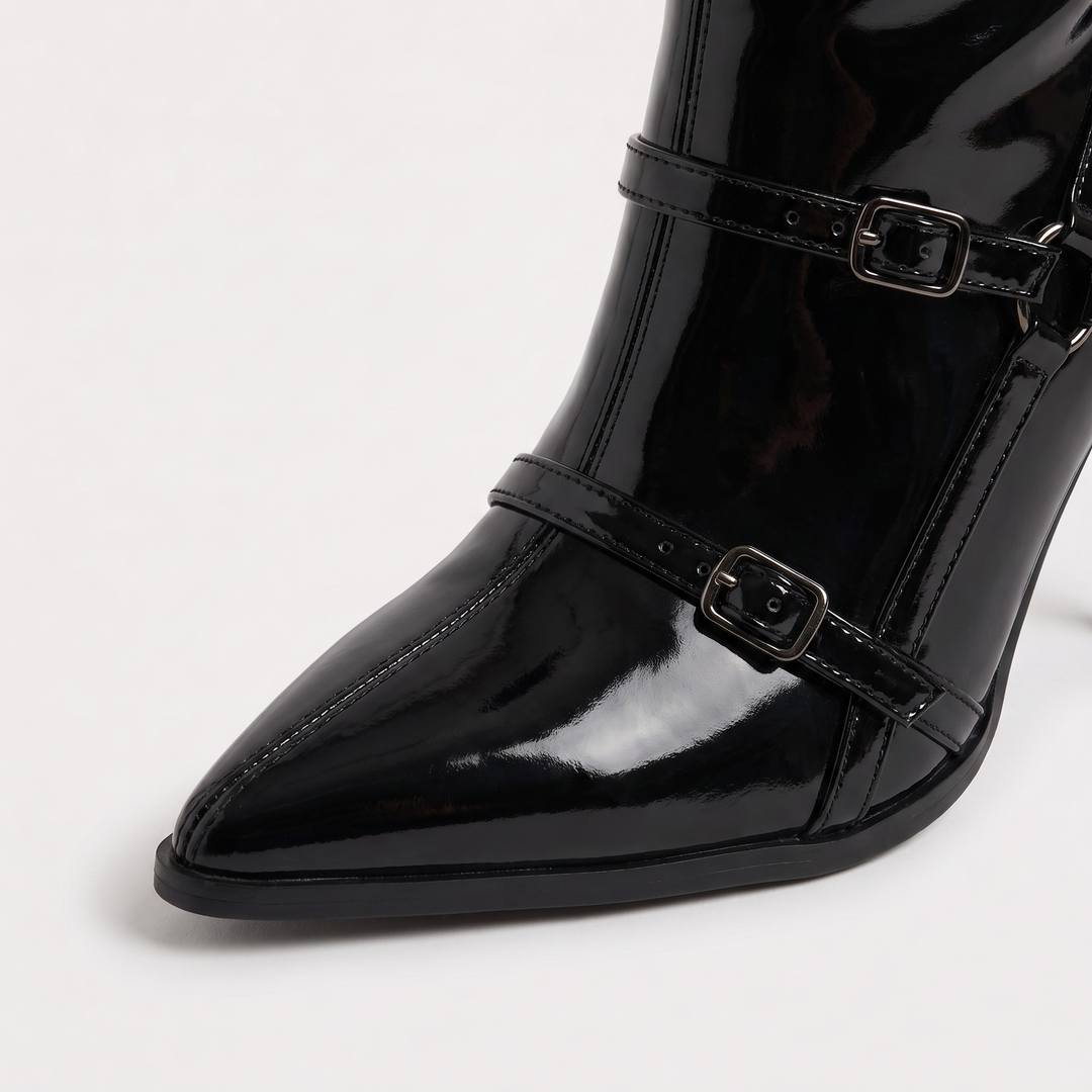 Women's Stylish Patent Leather Knee-High Stiletto Boots