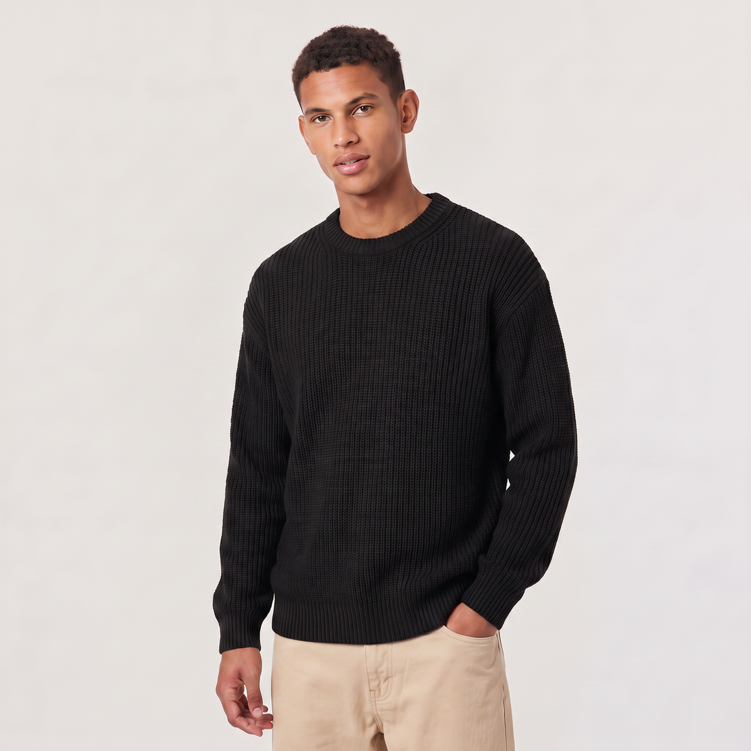 Men's Casual Textured Knit Loose Fit Sweater