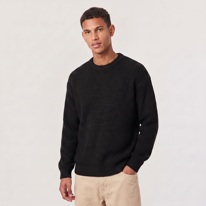 Men's Casual Textured Knit Loose Fit Sweater