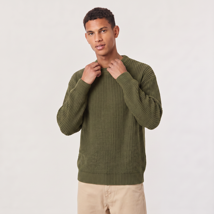 Men's Casual Textured Knit Loose Fit Sweater