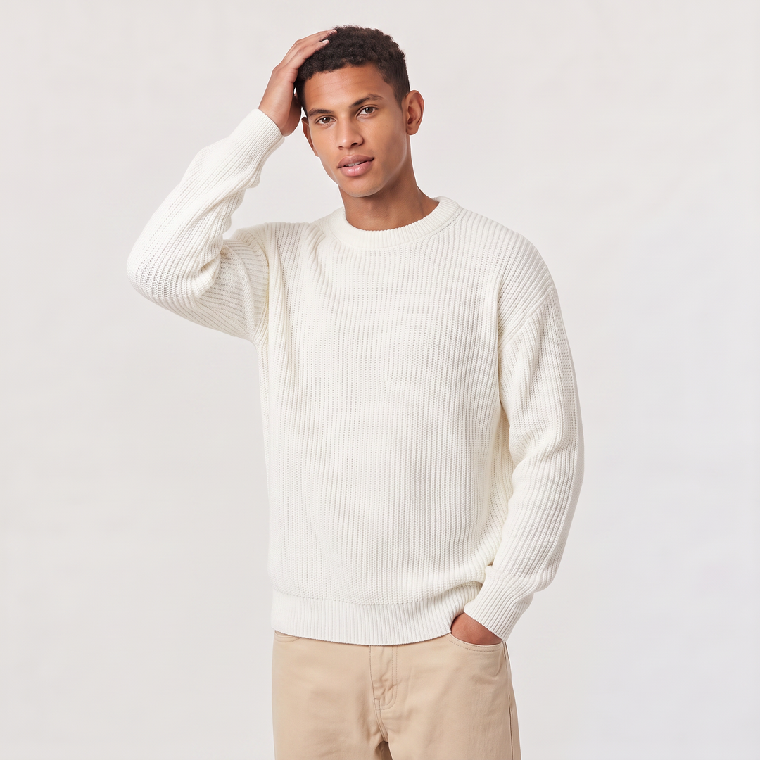 Men's Casual Textured Knit Loose Fit Sweater