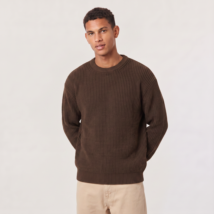 Men's Casual Textured Knit Loose Fit Sweater