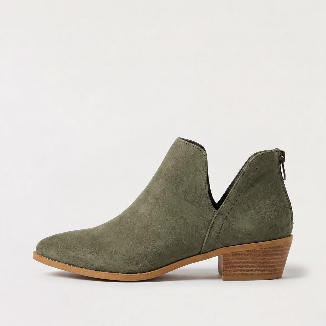 Women's Stylish Low-Cut Leather Ankle Boots