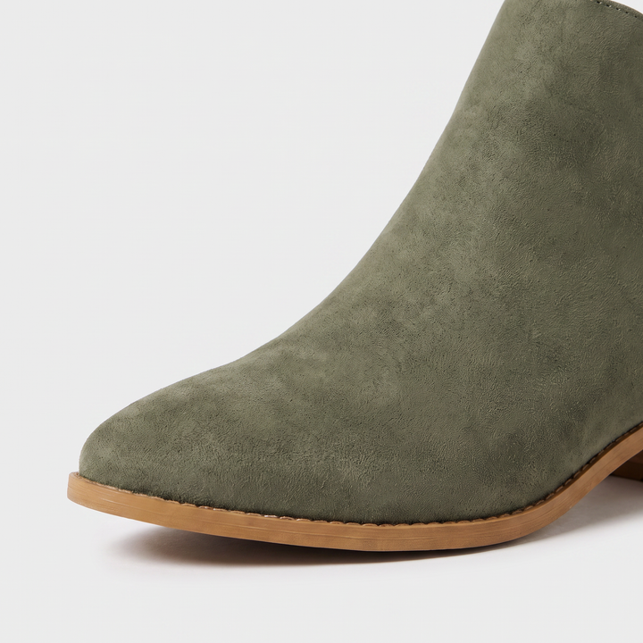 Women's Stylish Low-Cut Leather Ankle Boots