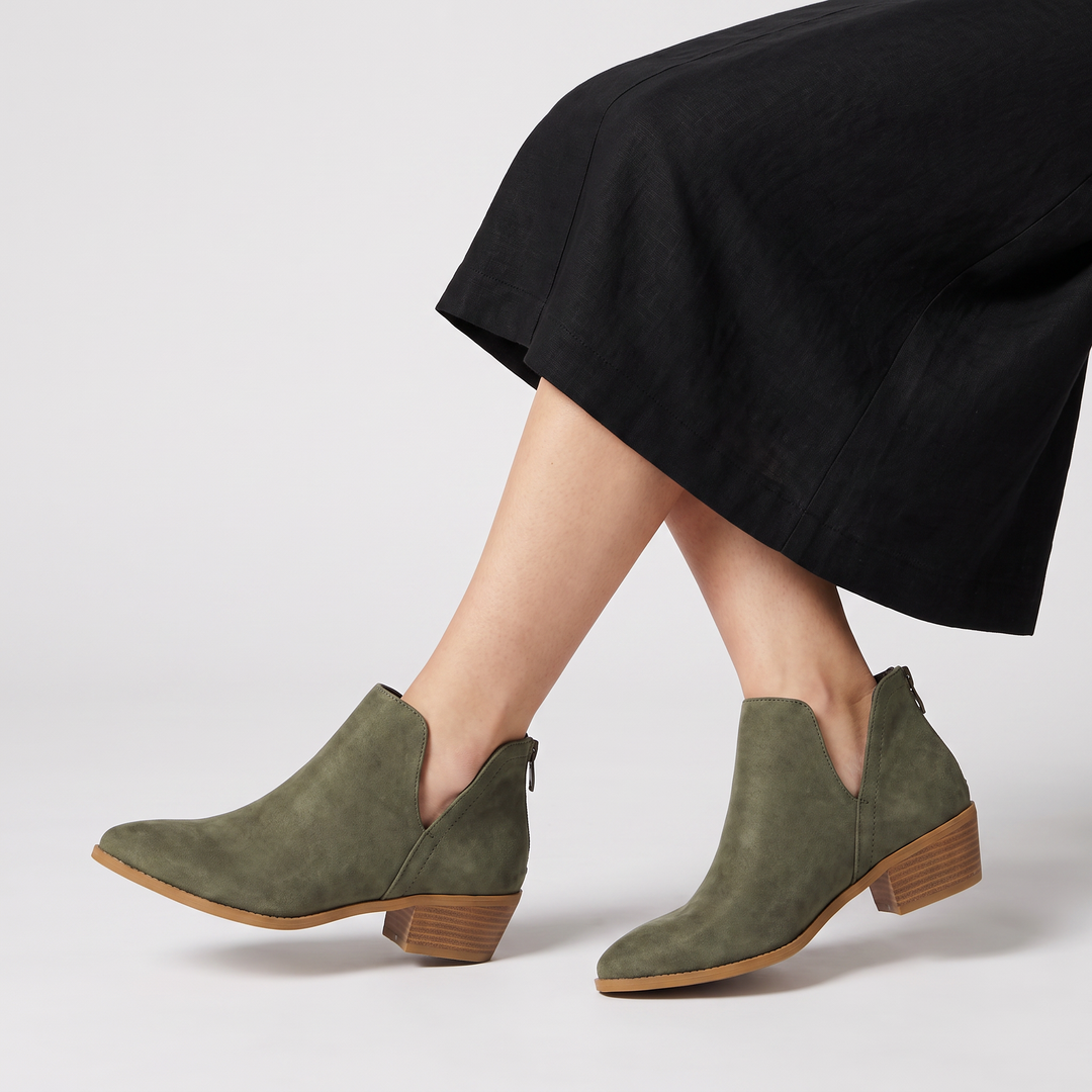 Women's Stylish Low-Cut Leather Ankle Boots