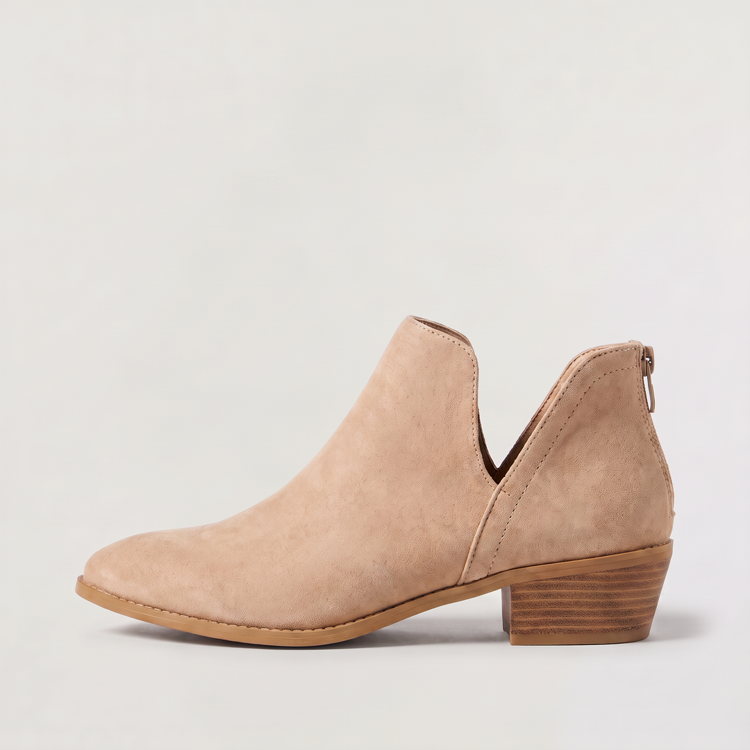 Women's Stylish Low-Cut Leather Ankle Boots